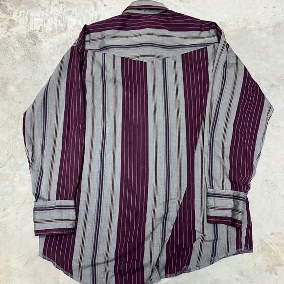 Wrangler Mens 16 1/2-33 Long Tails Western Striped Shirt Cowboy Rodeo - Picture 6 of 7